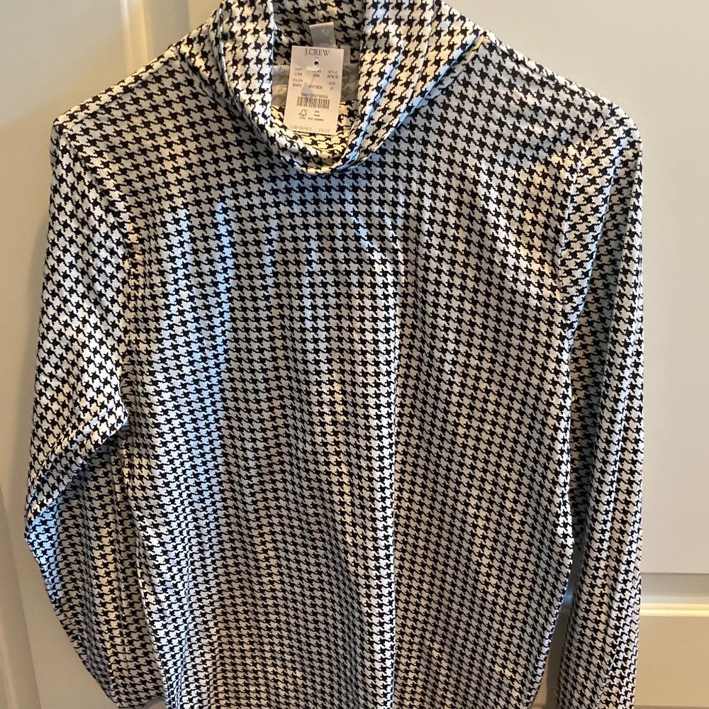 J.CREW Tissue Turtleneck Medium Houndstooth NWT
